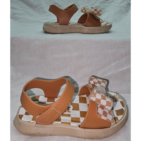 Hopscotch Girls Checkered Sandals – Brown, Size 8c (TPR & Rubber Sole) - Picture 4 of 7